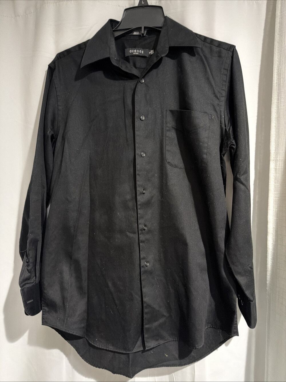 George Men's Black Shirt S/CH Neck (14-14.5)Chest(34-36);Sleeve(32-33)